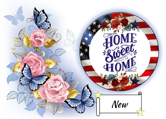 Home Sweet Home with an American Flag 1079