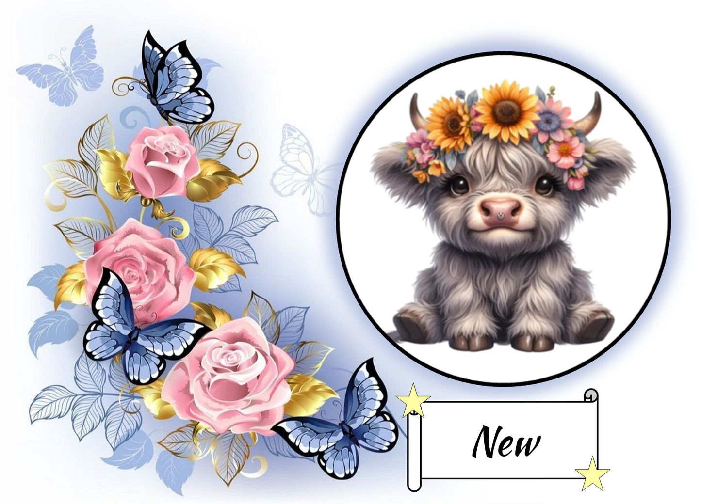 Girly Cow with Flower Headband 123