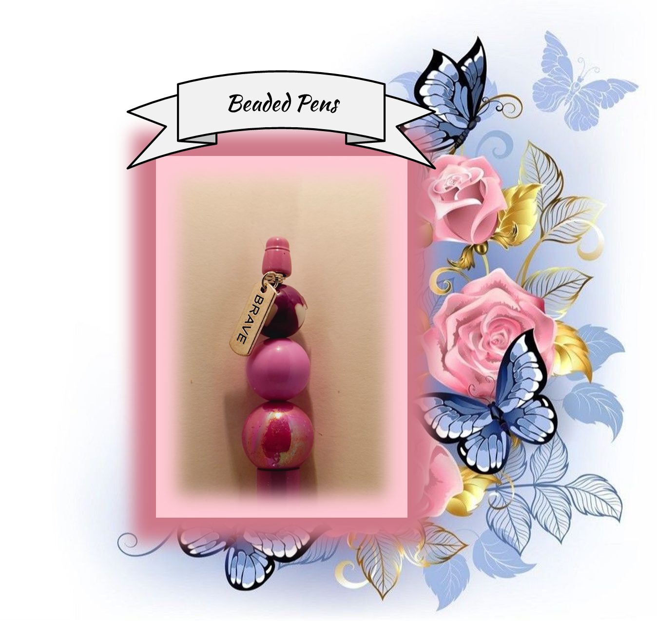 Purple Pen with a Heart Bead 92