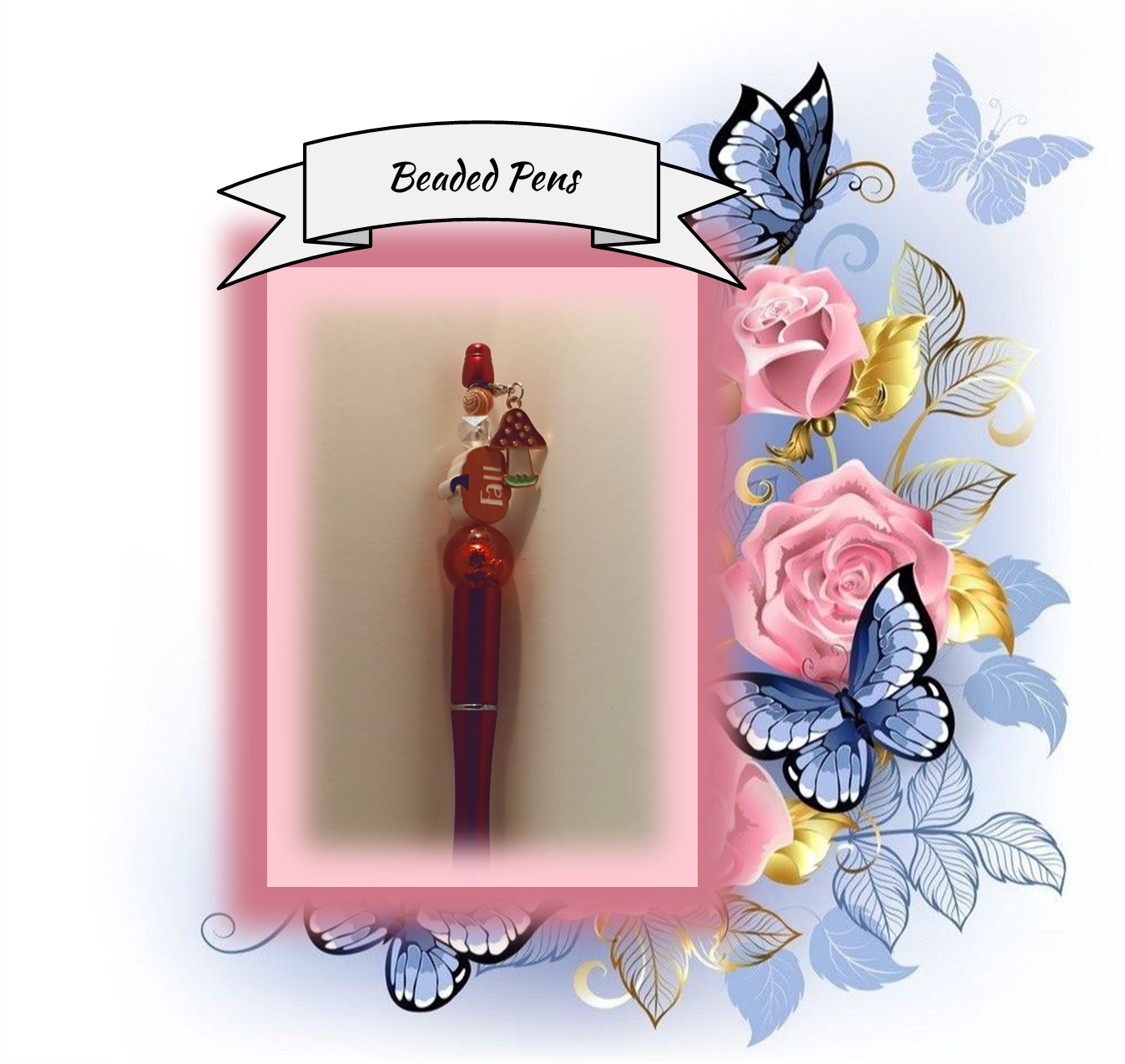 Red Pen with a Mushroom Charm 125