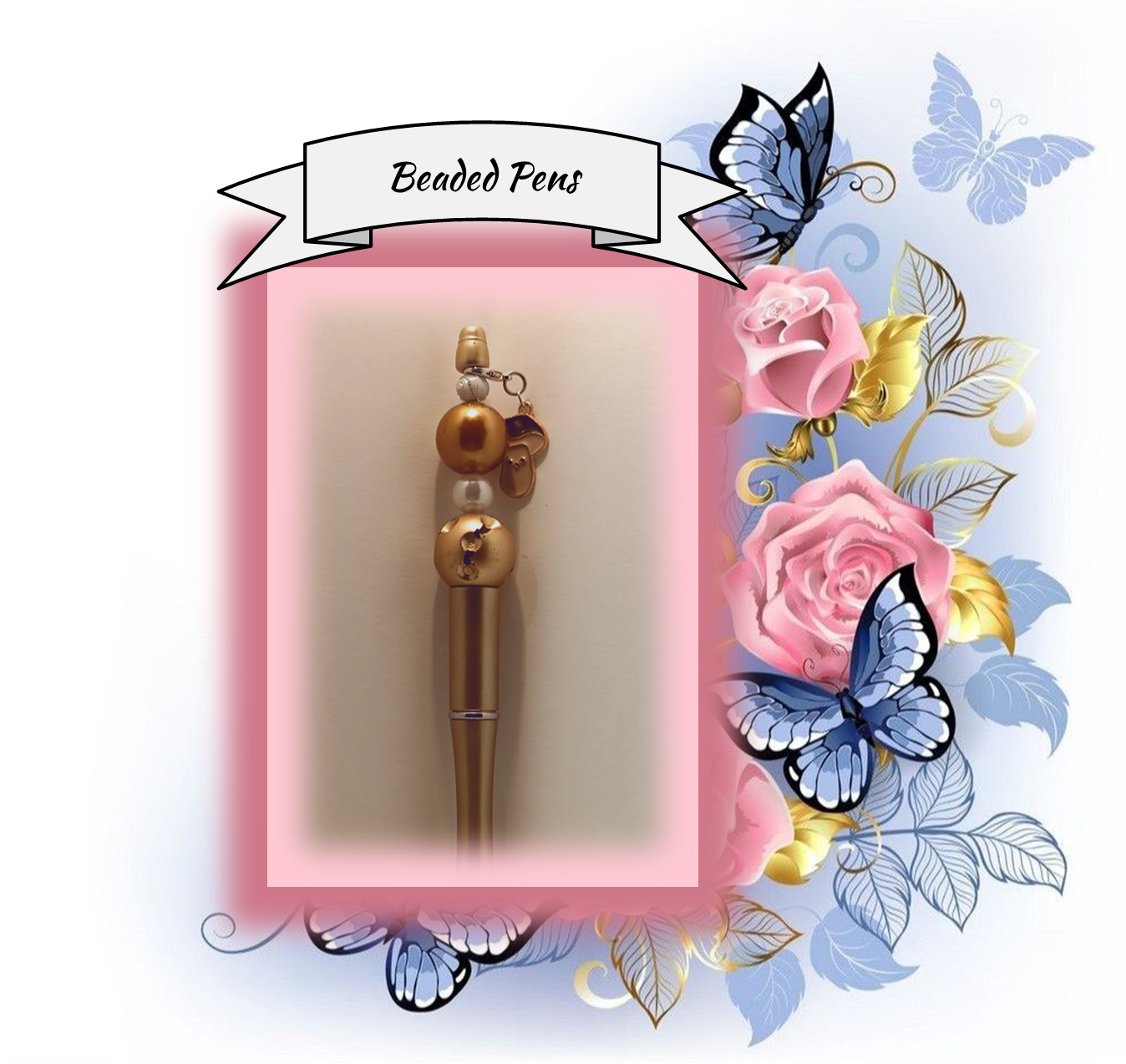 Pretty Gold Pen with a Mushroom Charm 127