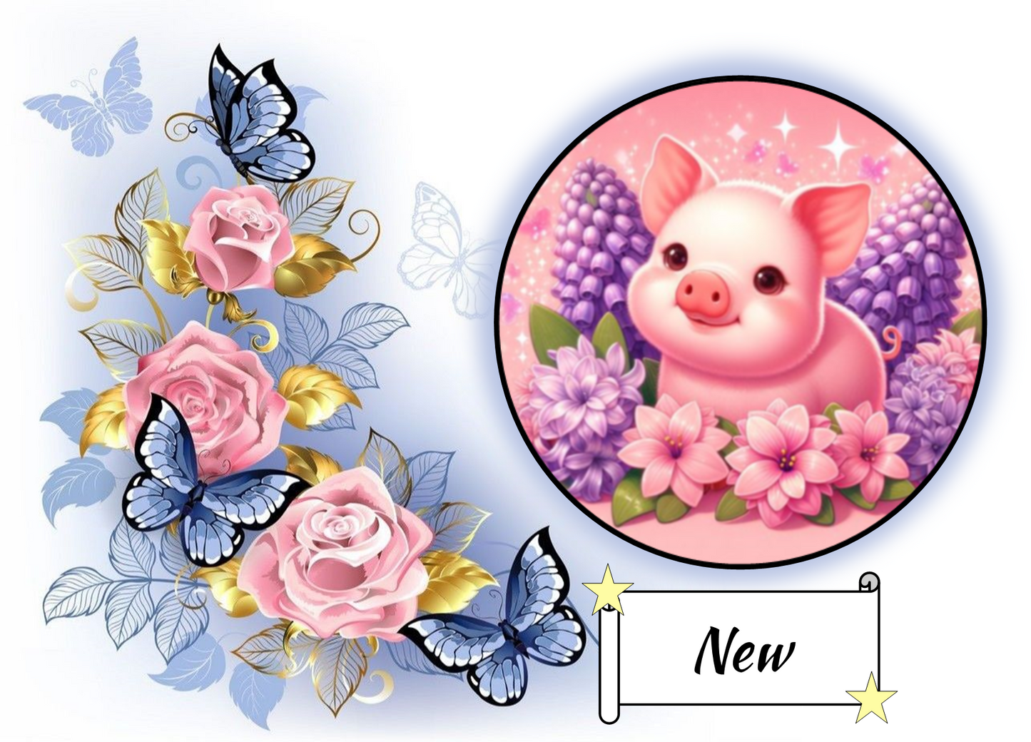 Piggie in Pink and Purple Flowers 155