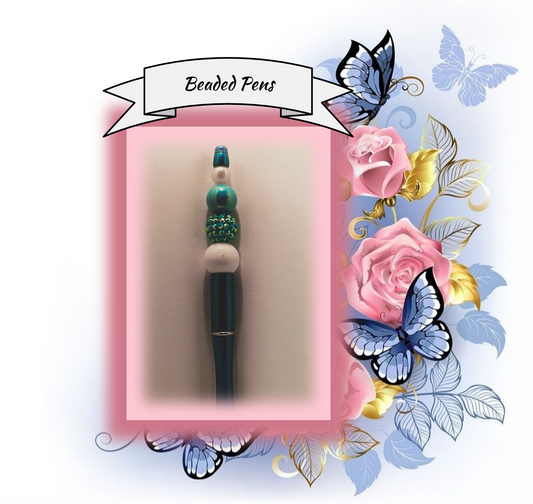 Teal Pen with Rhinestone Bead 70