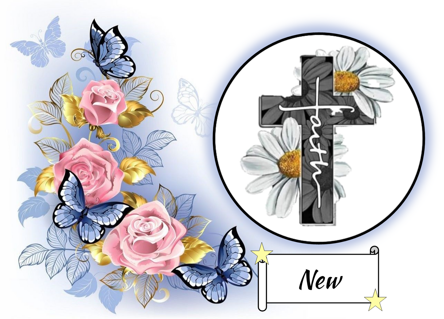 Faith Cross with Daises 179