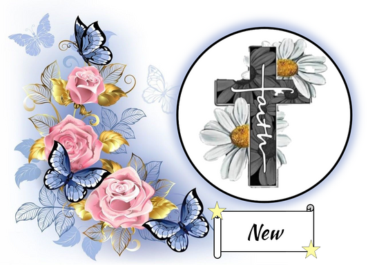 Faith Cross with Daises 179