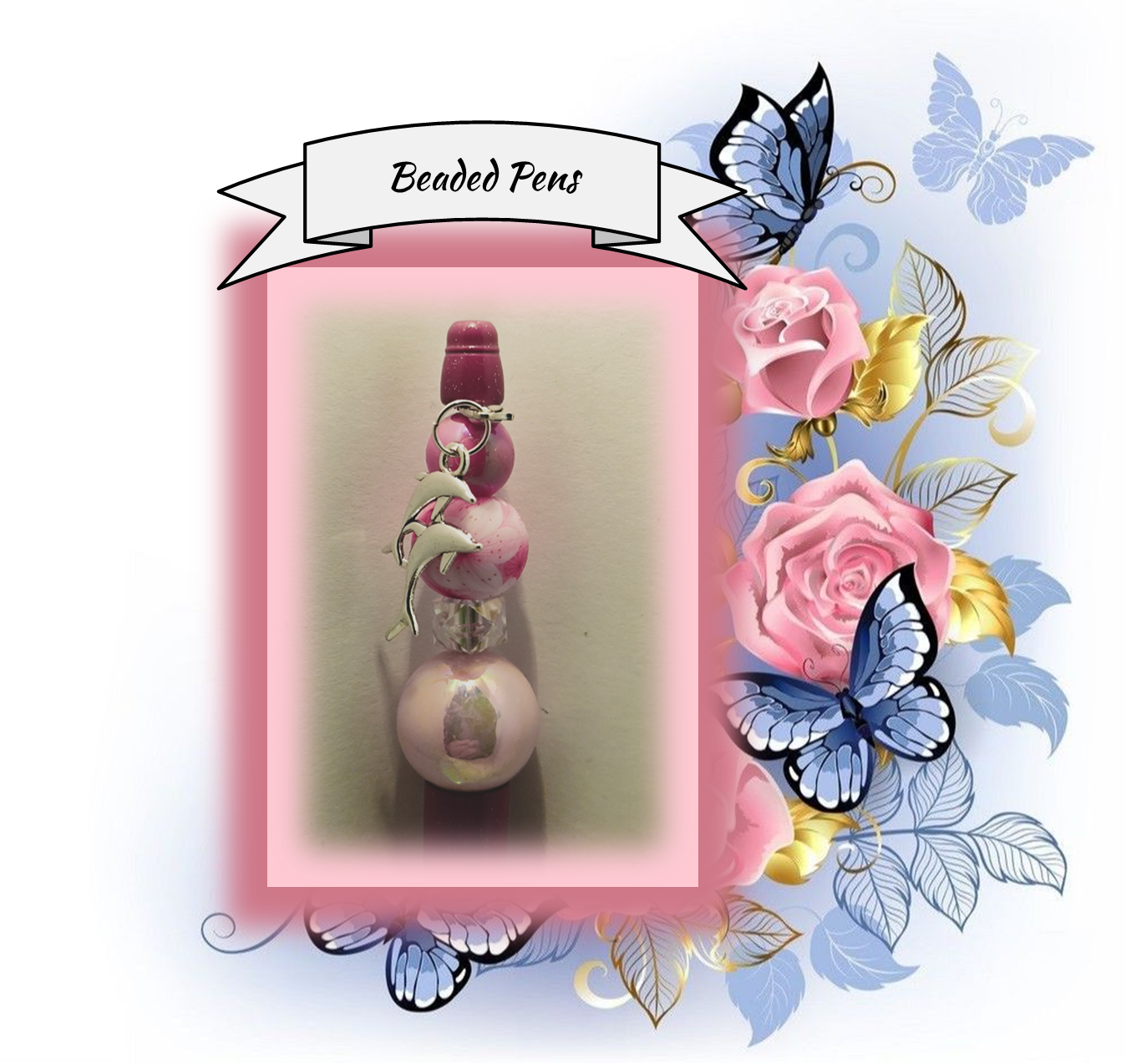 Pink Pen with a Floral Bead 54