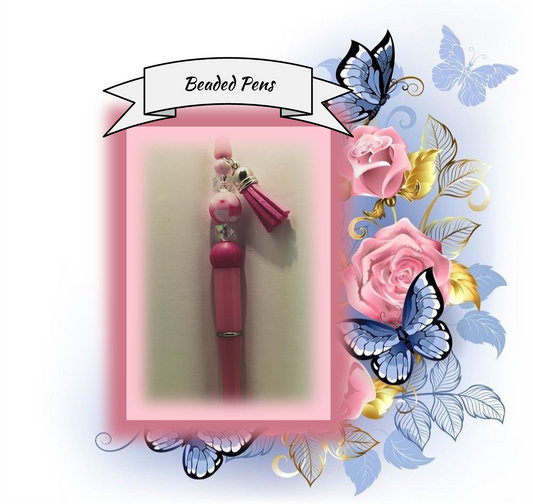 Pink Pen with Floral Bead 124