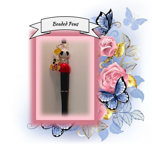 Black Pen with a Heart Bead and Mickey Charm 57