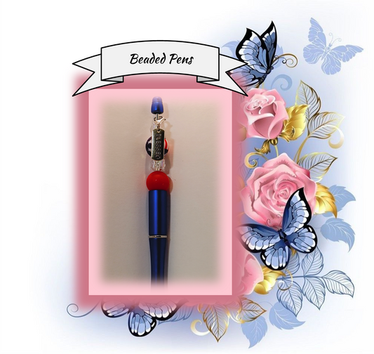 Dark Blue Pen with a American Flag Bead 71