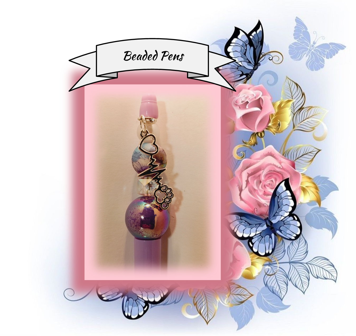 Light Purple Pen with a Floral Bead 5