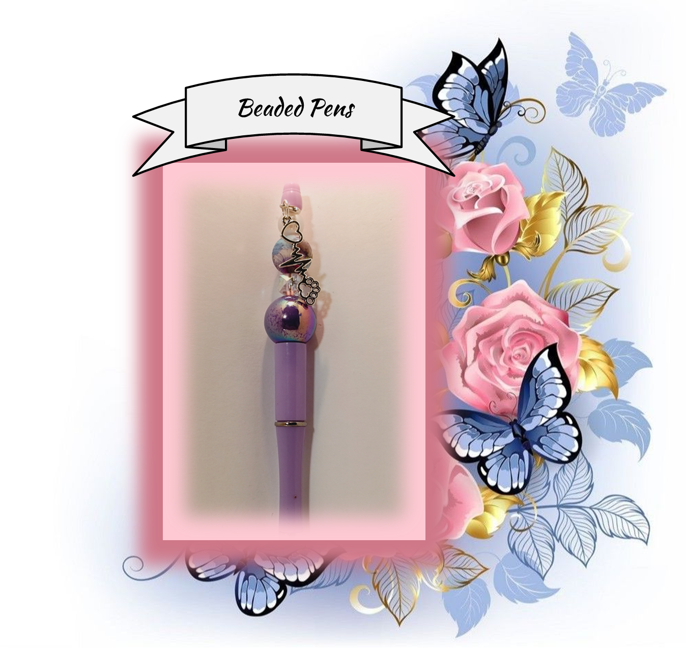 Light Purple Pen with a Floral Bead 5