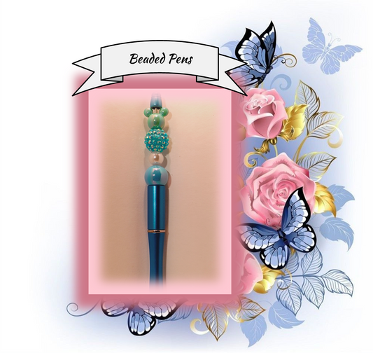 Teal Pen with Rhinestone Bead and Mickey Head 83