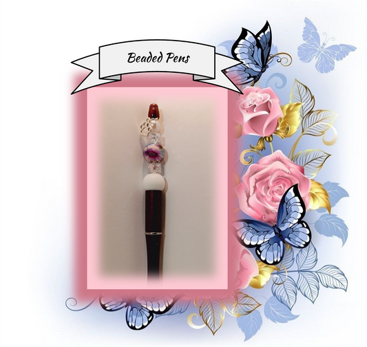 Burgendy Pen with Flower Bead 117