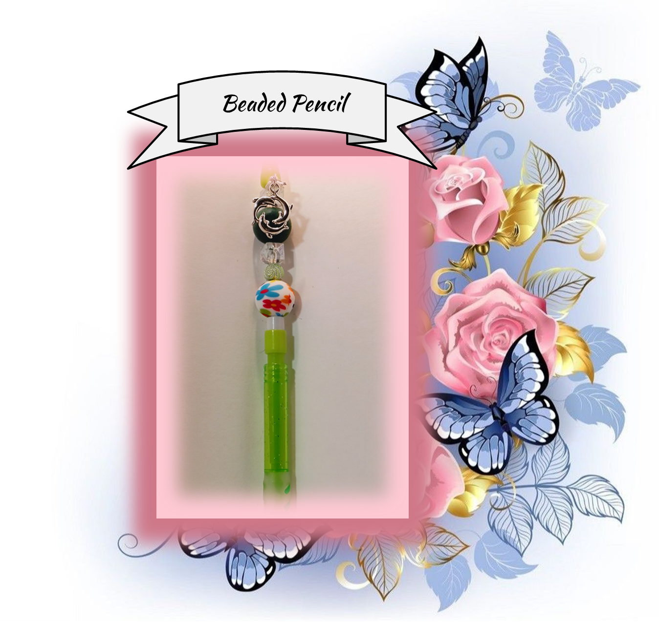 Green Mechanical Pencil with Floral Bead 144