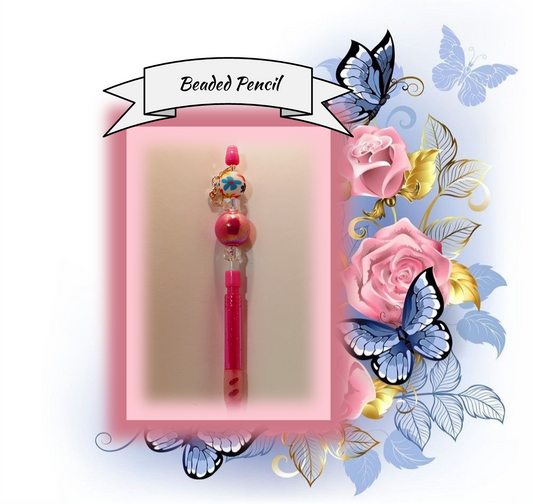 Hot Pink Mechanical Pencil with Flowers 132