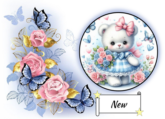 White Teddy with Flowers 274