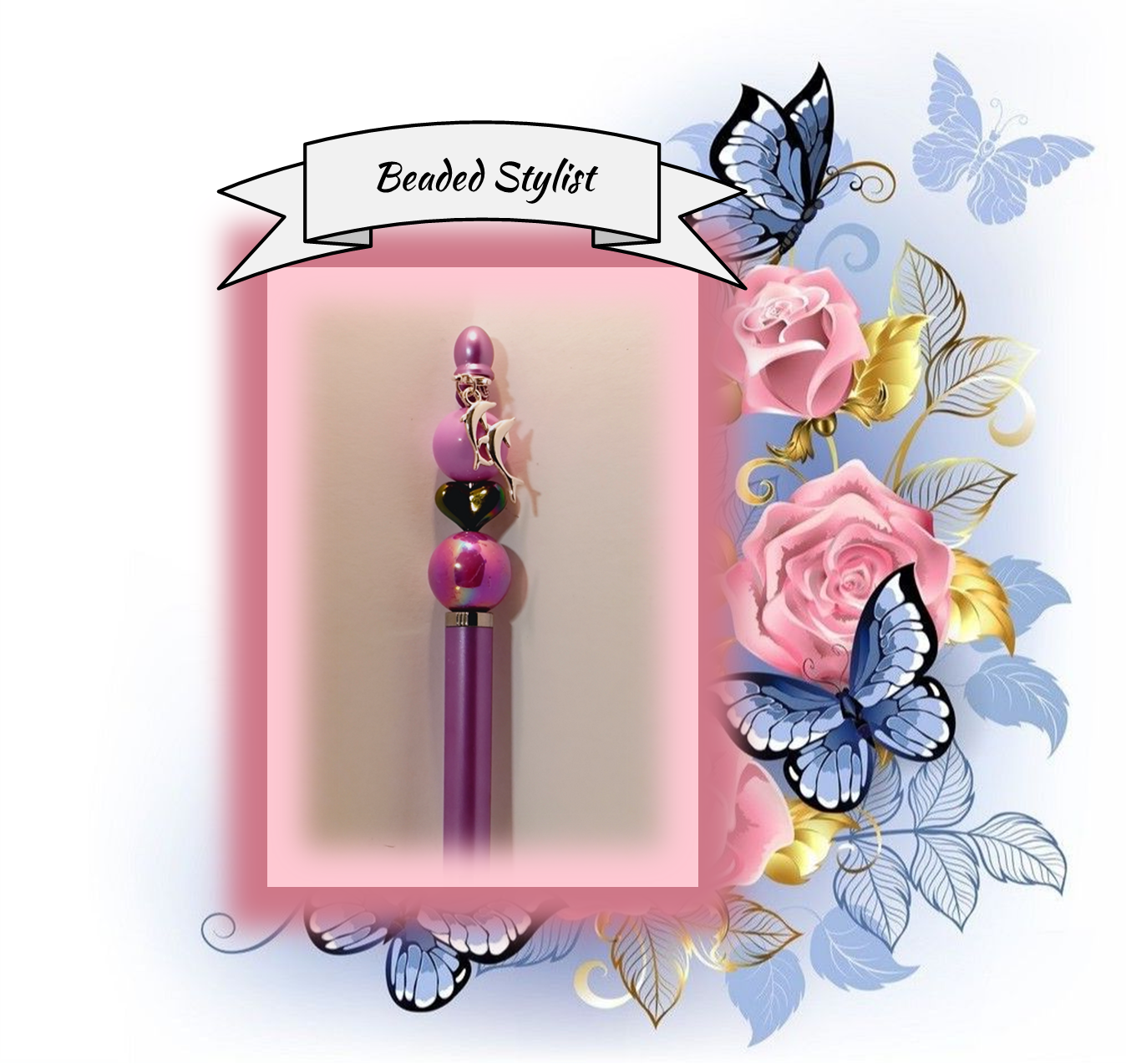 Purple Stylus Pen with a Heart Bead 63