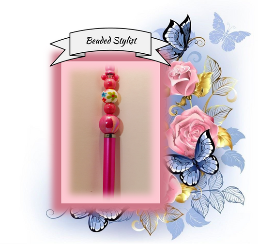 Hot Pink Stylus Pen with Mickey Bead 25