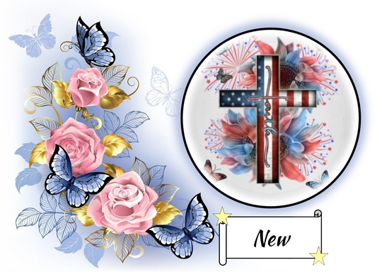 Faith Cross With American Flag 34