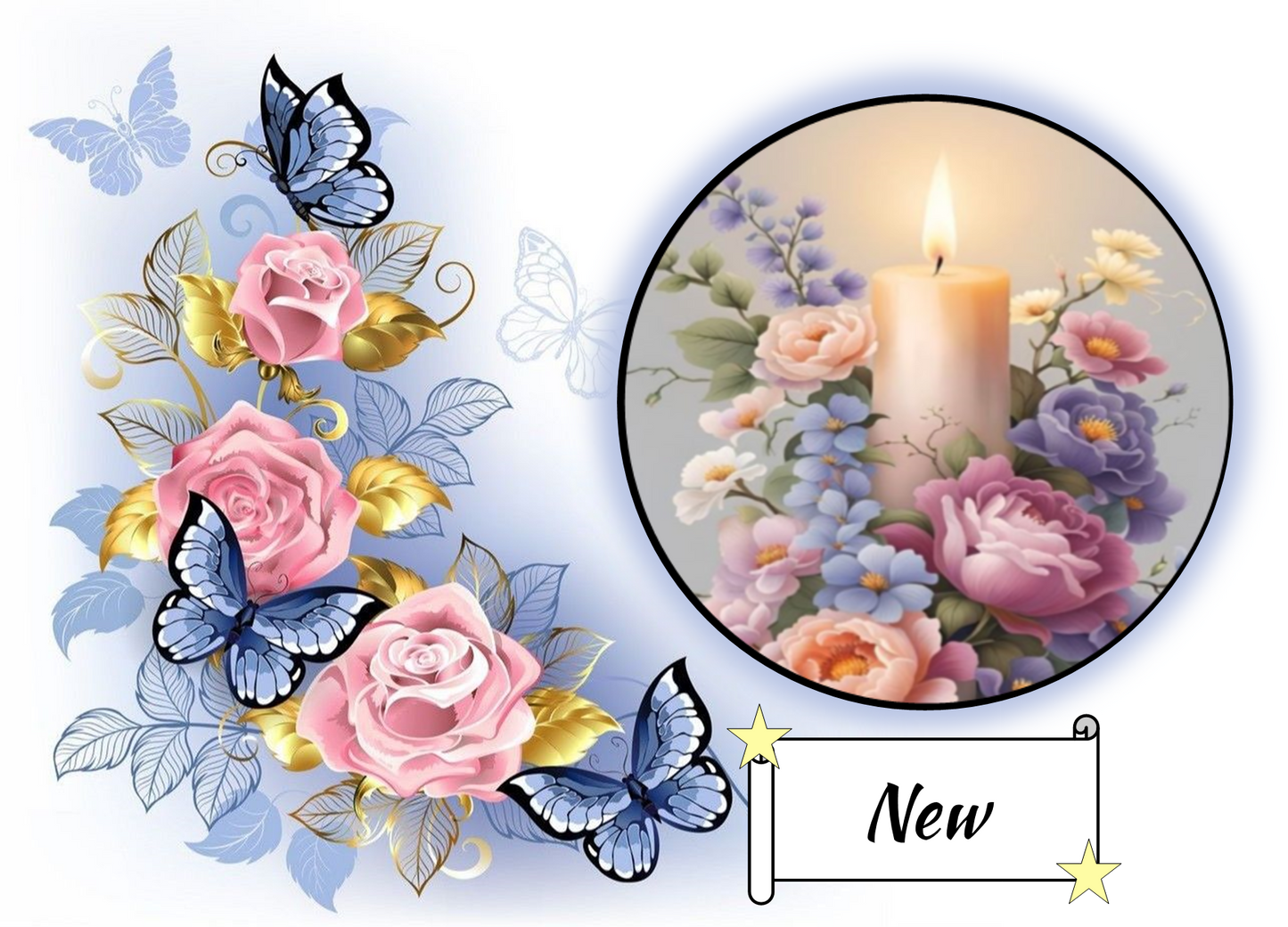 Candle with Flowers 354