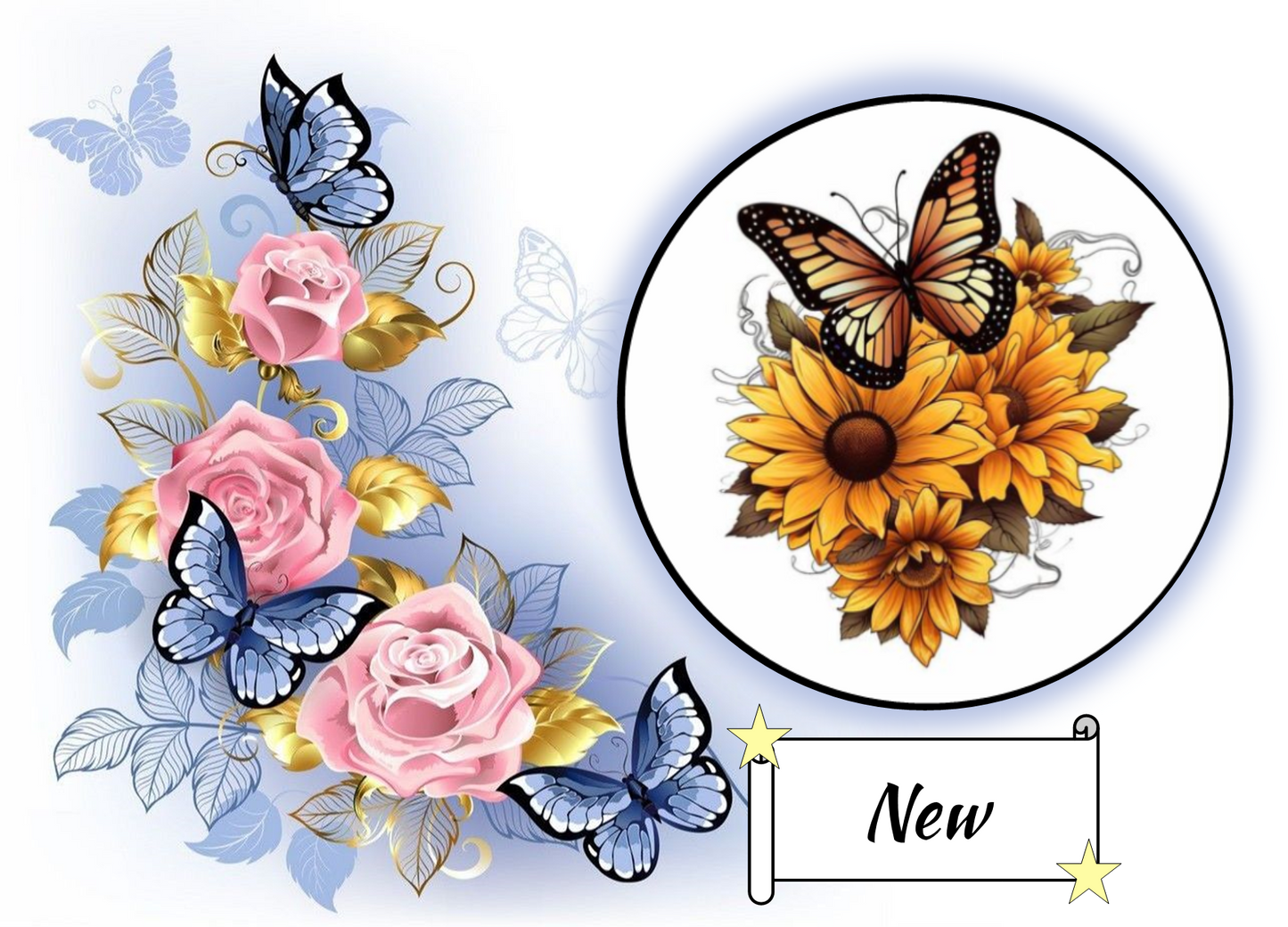 Butterfly with Sunflowers 414