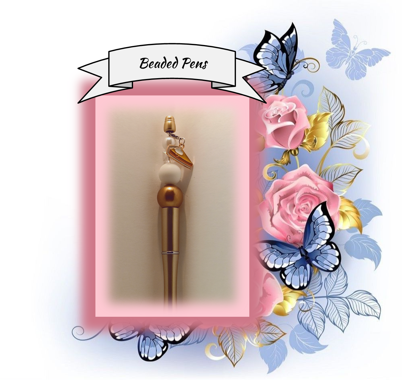 Gold Pen with a Pie Charm 36