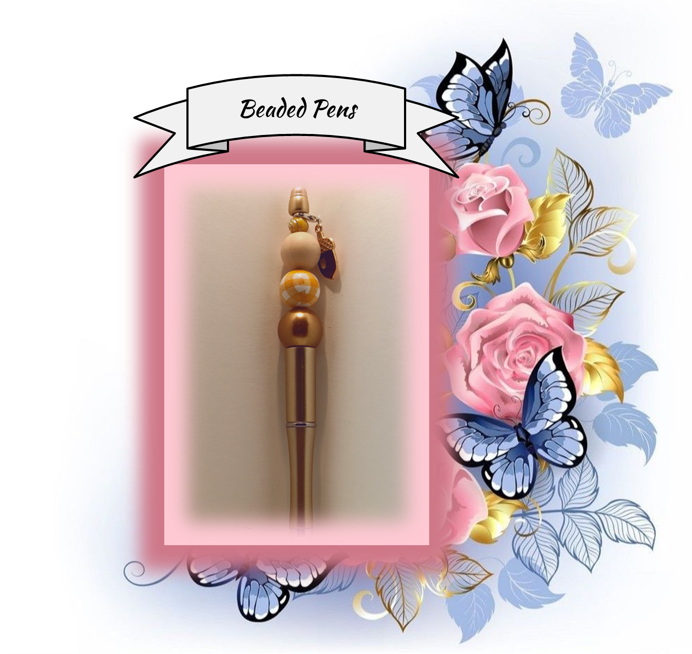 Gold Pen with an Acorn Charm 14