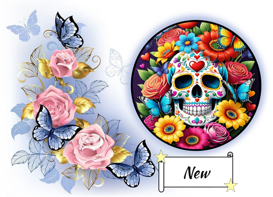 Sugar Skull with Flowers 703