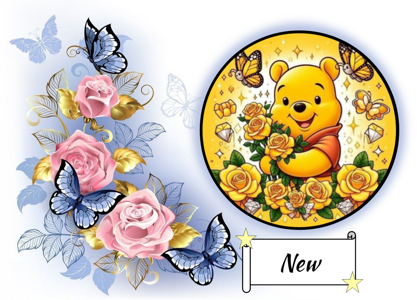 Whinnie the Pooh with Flowers and Butterflies 738