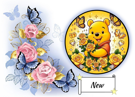 Whinnie the Pooh with Flowers and Butterflies 738