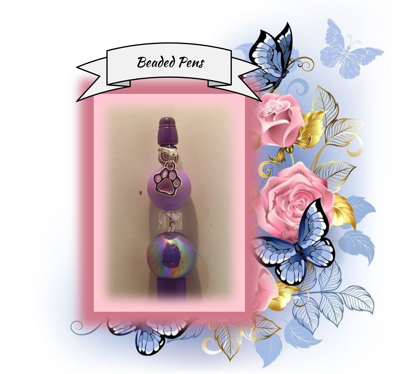 Purple Pen with a Puppy Paw Charm 85